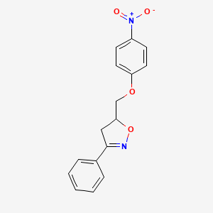 molecular formula C16H14N2O4 B12905716 Isoxazole, 4,5-dihydro-5-[(4-nitrophenoxy)methyl]-3-phenyl- CAS No. 93979-33-0