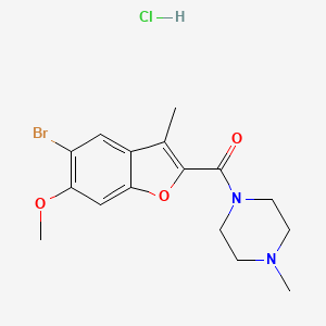 molecular formula C16H20BrClN2O3 B12905727 Piperazine, 1-((5-bromo-6-methoxy-3-methylbenzofuran-2-yl)carbonyl)-4-methyl-, hydrochloride CAS No. 35689-01-1