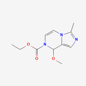 molecular formula C11H15N3O3 B12905737 Ethyl 5-methoxy-9-methyl-1,4,8-triazabicyclo[4.3.0]nona-2,6,8-triene-4-carboxylate CAS No. 56468-14-5