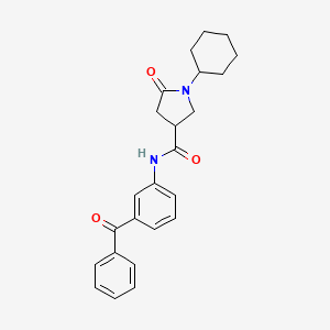 molecular formula C24H26N2O3 B12905822 N-(3-benzoylphenyl)-1-cyclohexyl-5-oxopyrrolidine-3-carboxamide CAS No. 913741-90-9