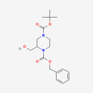 molecular formula C18H26N2O5 B1290592 1-Benzyl 4-tert-butyl 2-(hydroxymethyl)piperazine-1,4-dicarboxylate CAS No. 317365-33-6