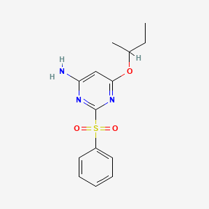 molecular formula C14H17N3O3S B12906069 2-Benzenesulfonyl-6-sec-butoxy-pyrimidin-4-ylamine CAS No. 284681-61-4