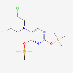 molecular formula C14H27Cl2N3O2Si2 B12906085 N,N-Bis(2-chloroethyl)-2,4-bis((trimethylsilyl)oxy)pyrimidin-5-amine CAS No. 62756-95-0