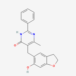 molecular formula C20H18N2O3 B12906097 5-[(6-Hydroxy-2,3-dihydro-1-benzofuran-5-yl)methyl]-6-methyl-2-phenylpyrimidin-4(1h)-one CAS No. 18006-89-8