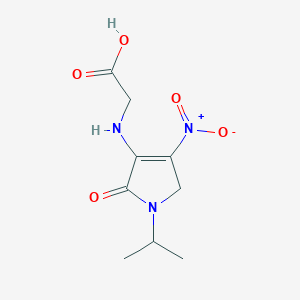 molecular formula C9H13N3O5 B12906332 N-[4-Nitro-2-oxo-1-(propan-2-yl)-2,5-dihydro-1H-pyrrol-3-yl]glycine CAS No. 88767-04-8