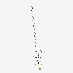 molecular formula C27H44N2O4S B12906417 Benzenesulfonic acid, 4-(3-heptadecyl-4,5-dihydro-5-oxo-1H-pyrazol-1-yl)-3-methyl- CAS No. 63217-34-5