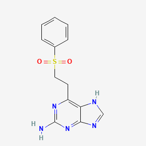 molecular formula C13H13N5O2S B12906512 6-[2-(benzenesulfonyl)ethyl]-7H-purin-2-amine CAS No. 403511-20-6