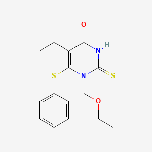 molecular formula C16H20N2O2S2 B12906544 5-Isopropyl-1-ethoxymethyl-6-(phenylthio)-2-thiouracil CAS No. 136160-33-3