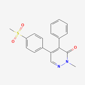molecular formula C18H16N2O3S B12906667 2-methyl-5-(4-(methylsulfonyl)phenyl)-4-phenylpyridazin-3(2H)-one CAS No. 213763-80-5