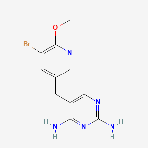 molecular formula C11H12BrN5O B12906682 Pyrimidine, 5-((5-bromo-6-methoxy-3-pyridyl)methyl)-2,4-diamino- CAS No. 65873-68-9