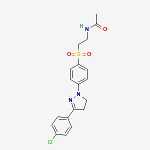 molecular formula C19H20ClN3O3S B12906876 N-[2-[2-(4-chlorophenyl)-4-(3,4-dihydropyrazol-2-yl)phenyl]sulfonylethyl]acetamide CAS No. 24032-65-3