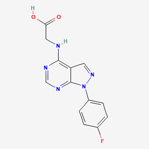 molecular formula C13H10FN5O2 B12906939 N-[1-(4-Fluorophenyl)-1H-pyrazolo[3,4-d]pyrimidin-4-yl]glycine CAS No. 89454-13-7