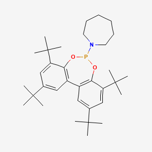 molecular formula C34H52NO2P B12907071 Hexahydro-1-(2,4,8,10-tetrakis-tert-butyldibenzo(d,f)(1,3,2)dioxaphosphepin-6-yl)-1H-azepine CAS No. 80399-60-6