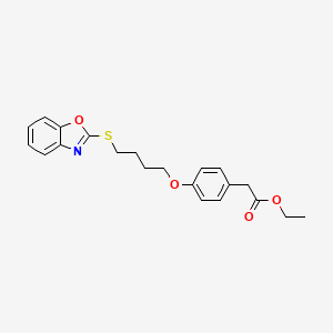 molecular formula C21H23NO4S B12907148 Ethyl (4-{4-[(1,3-benzoxazol-2-yl)sulfanyl]butoxy}phenyl)acetate CAS No. 116354-73-5