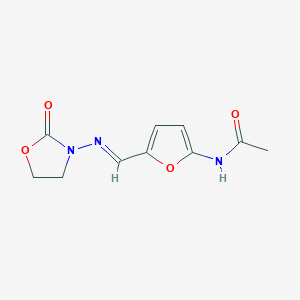 molecular formula C10H11N3O4 B12907282 N-(5-(((2-Oxooxazolidin-3-yl)imino)methyl)furan-2-yl)acetamide 