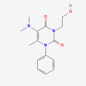 molecular formula C15H19N3O3 B12907292 Uracil, 5-(dimethylamino)-3-hydroxyethyl-6-methyl-1-phenyl- CAS No. 38507-11-8