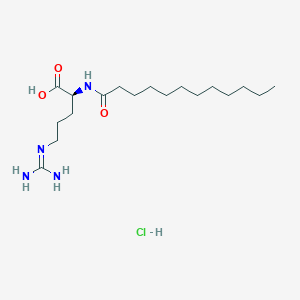 molecular formula C18H37ClN4O3 B129073 (2S)-5-(diaminomethylideneamino)-2-(dodecanoylamino)pentanoic acid;hydrochloride CAS No. 181434-85-5