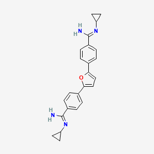 molecular formula C24H24N4O B12907387 Benzenecarboximidamide, 4,4'-(2,5-furandiyl)bis[N-cyclopropyl- CAS No. 173420-67-2