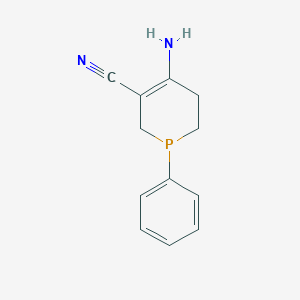 molecular formula C12H13N2P B12907403 4-Amino-1-phenyl-1,2,5,6-tetrahydrophosphinine-3-carbonitrile CAS No. 23848-09-1