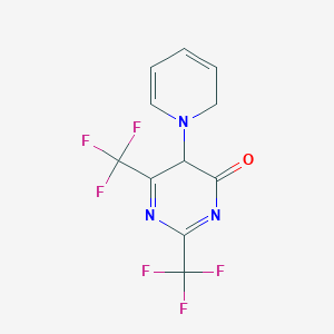 molecular formula C11H7F6N3O B12907420 5-(Pyridin-1(2H)-yl)-2,6-bis(trifluoromethyl)pyrimidin-4(5H)-one 