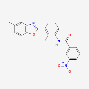 molecular formula C22H17N3O4 B12907502 N-[2-Methyl-3-(5-methyl-benzooxazol-2-yl)-phenyl]-3-nitro-benzamide 