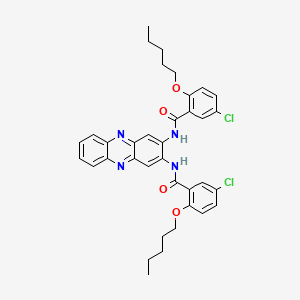 molecular formula C36H36Cl2N4O4 B12907571 N,N'-(Phenazine-2,3-diyl)bis(5-chloro-2-(pentyloxy)benzamide) CAS No. 108112-58-9