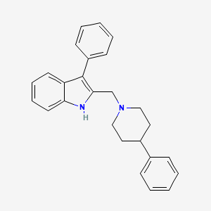 molecular formula C26H26N2 B12907587 3-Phenyl-2-((4-phenylpiperidin-1-yl)methyl)-1H-indole CAS No. 827016-70-6