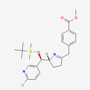 molecular formula C25H33ClN2O3Si B12907620 Methyl 4-(((R)-2-((R)-((tert-butyldimethylsilyl)oxy)(6-chloropyridin-3-yl)methyl)-3,4-dihydro-2H-pyrrol-5-yl)methyl)benzoate 