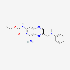 molecular formula C18H20N6O2 B12907734 ethyl N-[5-amino-3-[(N-methylanilino)methyl]pyrido[3,4-b]pyrazin-7-yl]carbamate CAS No. 83269-13-0