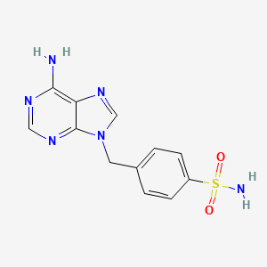 molecular formula C12H12N6O2S B12907773 p-Toluenesulfonamide, alpha-9H-adenin-9-yl- CAS No. 21267-98-1