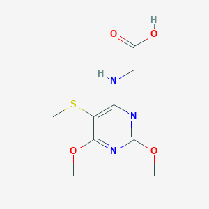 molecular formula C9H13N3O4S B12907871 N-[2,6-Dimethoxy-5-(methylsulfanyl)pyrimidin-4-yl]glycine CAS No. 89587-85-9