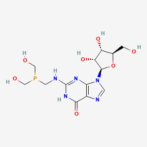 molecular formula C13H20N5O7P B12907891 N-{[Bis(hydroxymethyl)phosphanyl]methyl}guanosine CAS No. 61893-80-9