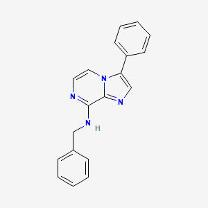 molecular formula C19H16N4 B12907947 Imidazo[1,2-a]pyrazin-8-amine, 3-phenyl-N-(phenylmethyl)- CAS No. 787590-67-4