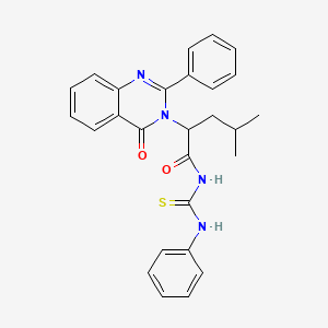 molecular formula C27H26N4O2S B12907953 Urea, 1-(4-methyl-2-(4-oxo-2-phenyl-3,4-dihydro-3-quinazolinyl)valeryl)-3-phenyl-2-thio- CAS No. 72045-76-2