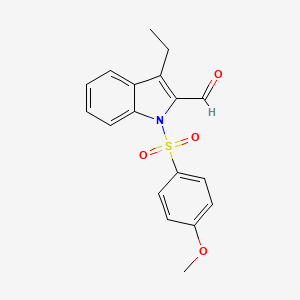 molecular formula C18H17NO4S B12907978 3-Ethyl-1-((4-methoxyphenyl)sulfonyl)-1H-indole-2-carbaldehyde CAS No. 88939-67-7