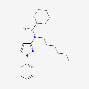 molecular formula C22H31N3O B12908045 N-Hexyl-N-(1-phenyl-1H-pyrazol-3-yl)cyclohexanecarboxamide CAS No. 63127-97-9