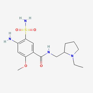 molecular formula C15H24N4O4S B12908097 (+)-4-Amino-5-(aminosulphonyl)-N-((1-ethyl-2-pyrrolidinyl)methyl)-2-methoxybenzamide CAS No. 93838-91-6