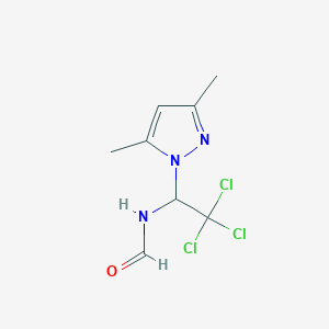 molecular formula C8H10Cl3N3O B12908231 N-(2,2,2-Trichloro-1-(3,5-dimethyl-1H-pyrazol-1-yl)ethyl)formamide CAS No. 93554-38-2
