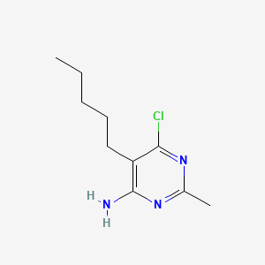 molecular formula C10H16ClN3 B12908332 Pyrimidine, 4-amino-6-chloro-2-methyl-5-pentyl- CAS No. 102207-71-6