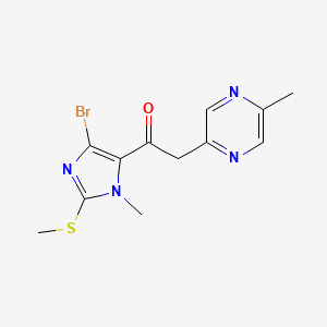 molecular formula C12H13BrN4OS B12908356 Ethanone, 1-(4-bromo-1-methyl-2-(methylthio)-1H-imidazol-5-yl)-2-(5-methylpyrazinyl)- CAS No. 108905-64-2