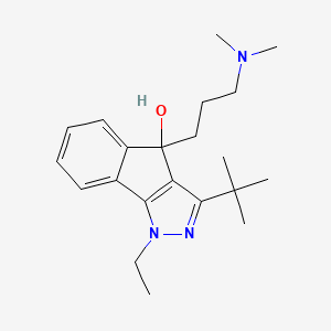 molecular formula C21H31N3O B12908418 3-Tert-butyl-4-[3-(dimethylamino)propyl]-1-ethyl-1,4-dihydroindeno[1,2-c]pyrazol-4-ol CAS No. 68946-21-4