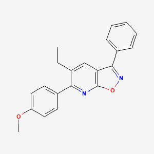 molecular formula C21H18N2O2 B12908595 Isoxazolo[5,4-b]pyridine, 5-ethyl-6-(4-methoxyphenyl)-3-phenyl- CAS No. 62096-72-4