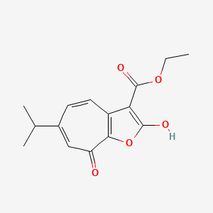 molecular formula C15H16O5 B12908609 Ethyl 2-hydroxy-8-oxo-6-propan-2-ylcyclohepta[b]furan-3-carboxylate 
