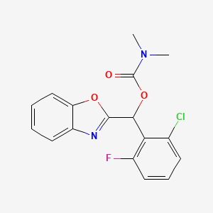 molecular formula C17H14ClFN2O3 B12908698 (1,3-Benzoxazol-2-yl)(2-chloro-6-fluorophenyl)methyl N,N-dimethylcarbamate CAS No. 104029-82-5