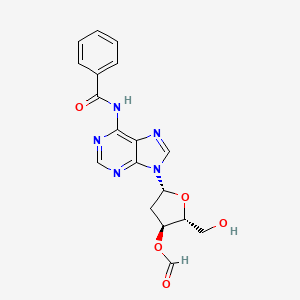 molecular formula C18H17N5O5 B12908869 N-Benzoyl-2'-deoxy-3'-O-formyladenosine CAS No. 80615-00-5