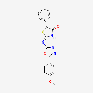 molecular formula C18H14N4O3S B12909192 5-Phenyl-2-(5-(p-methoxyphenyl)-1,3,4-oxadiazol-2-ylimino)-4-thiazolidinone CAS No. 199339-10-1