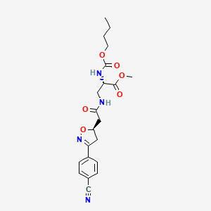 molecular formula C21H26N4O6 B12909198 N-(Butoxycarbonyl)-3-[[2-[(5R)-3-(4-cyanophenyl)-4,5-dihydro-5-isoxazolyl]acetyl]amino]-,methyl esterL-alanine 