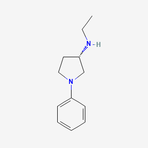 molecular formula C12H18N2 B12909328 Pyrrolidine, 3-(ethylamino)-1-phenyl-, L- CAS No. 30764-69-3