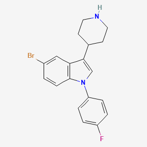 molecular formula C19H18BrFN2 B12909438 1H-Indole, 5-bromo-1-(4-fluorophenyl)-3-(4-piperidinyl)- CAS No. 139718-50-6