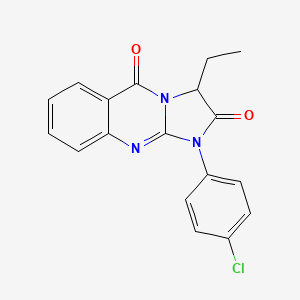 molecular formula C18H14ClN3O2 B12909533 1-(4-Chlorophenyl)-3-ethylimidazo[2,1-b]quinazoline-2,5(1H,3H)-dione CAS No. 62707-36-2